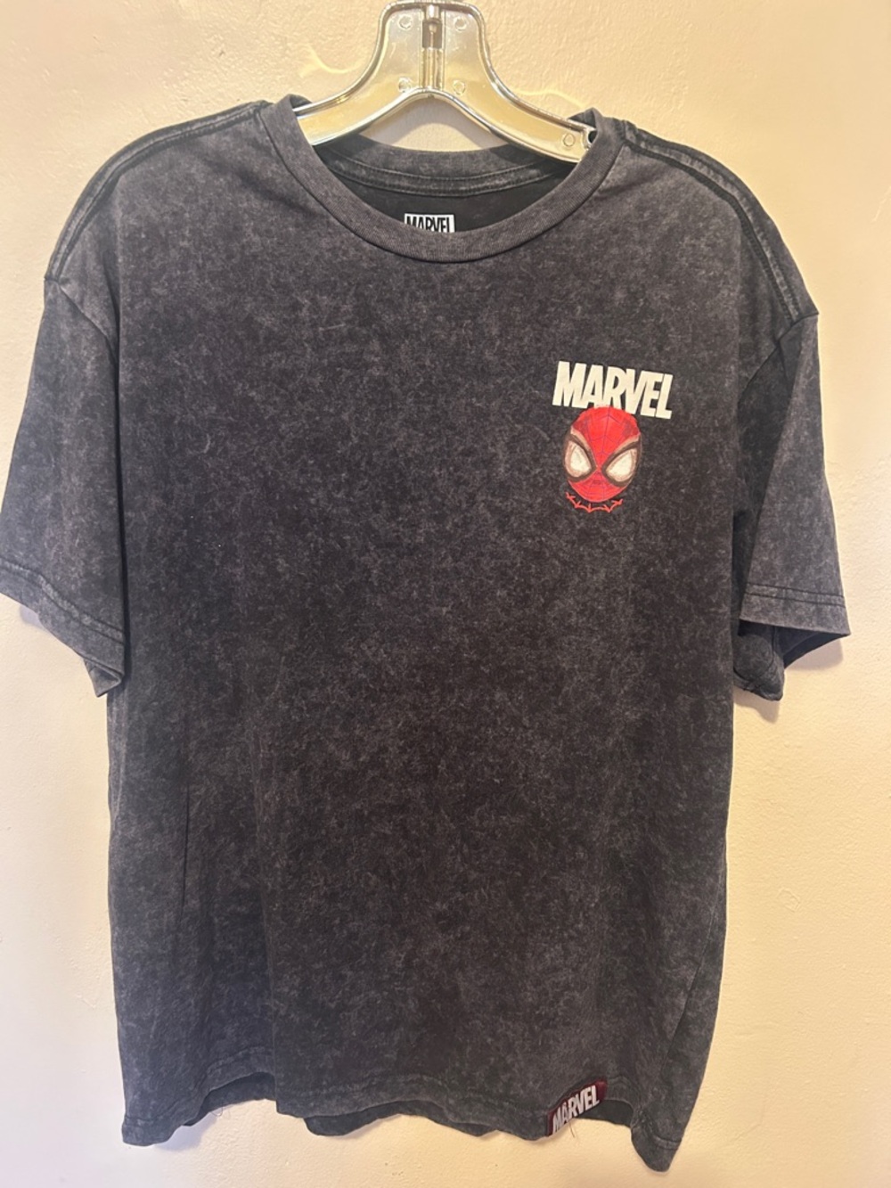 Marvel Black Mineral-Wash Spider-Man Chest Graphic Tee